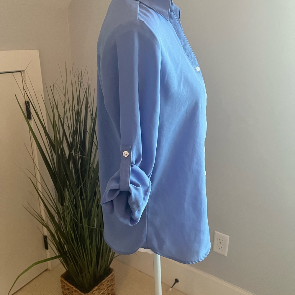 Lands' End Light Blue Button-Up Blouse - Picture 3 of 7